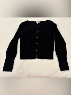 J Crew Black Women's V-Neck Button Cashmere Cardigan